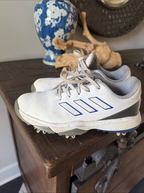 adidas Men’s White & Blue Golf Cleats